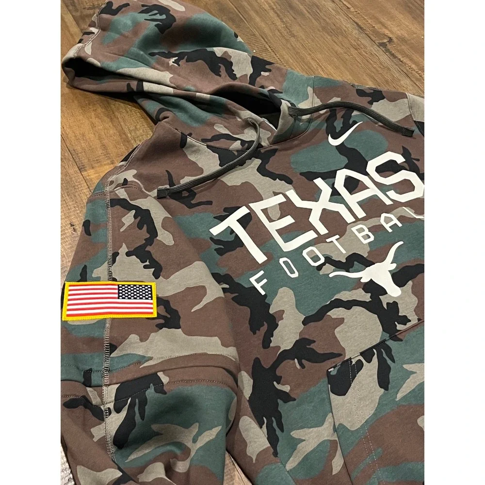 Nike Texas Football Military Appreciation Official On Field Camo Hoodie Men's Sm